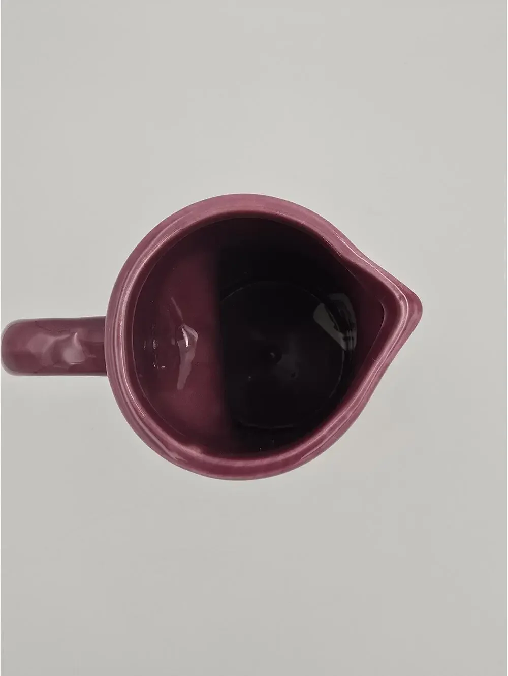 Burgundy Maroon Ceramic Pitcher Jug Heart Handle Vase 6.5